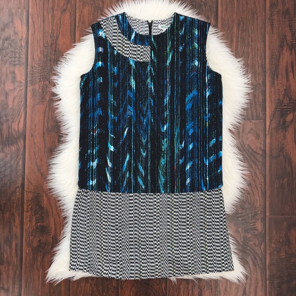 Kenzo Paris White Noise Distortion Dress in Azure